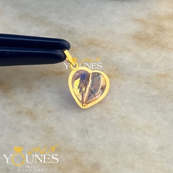 آویز طلا سواروسکی قلبی هلویی